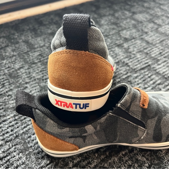 XTRATUF Women's Slip-On Sneakers - Black Canvas with Brown Suede Heel - Picture 15 of 16